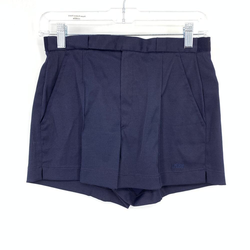 Vintage Prince Tennis Shorts Womens Size 27" Navy Blue Slash Front Pockets